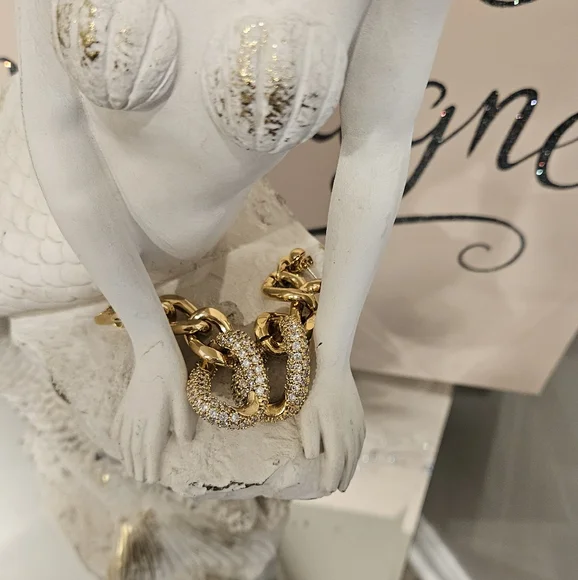 Elegant Gold and Silver Chain Link Earrings - Picture 3 of 3